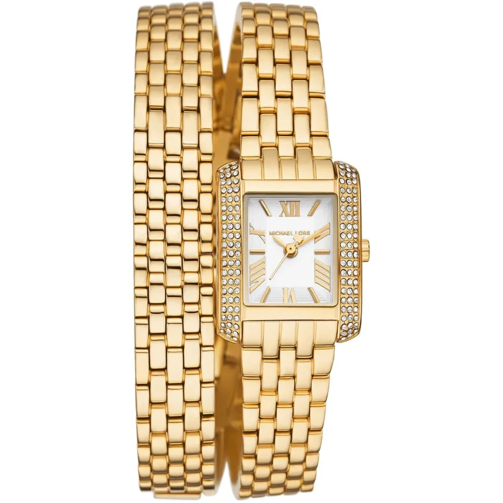 Michael Kors Emery MK4833 Women’s Watch – Gold Stainless Steel Strap & White Dial | 22mm Square Elegant Quartz Watch