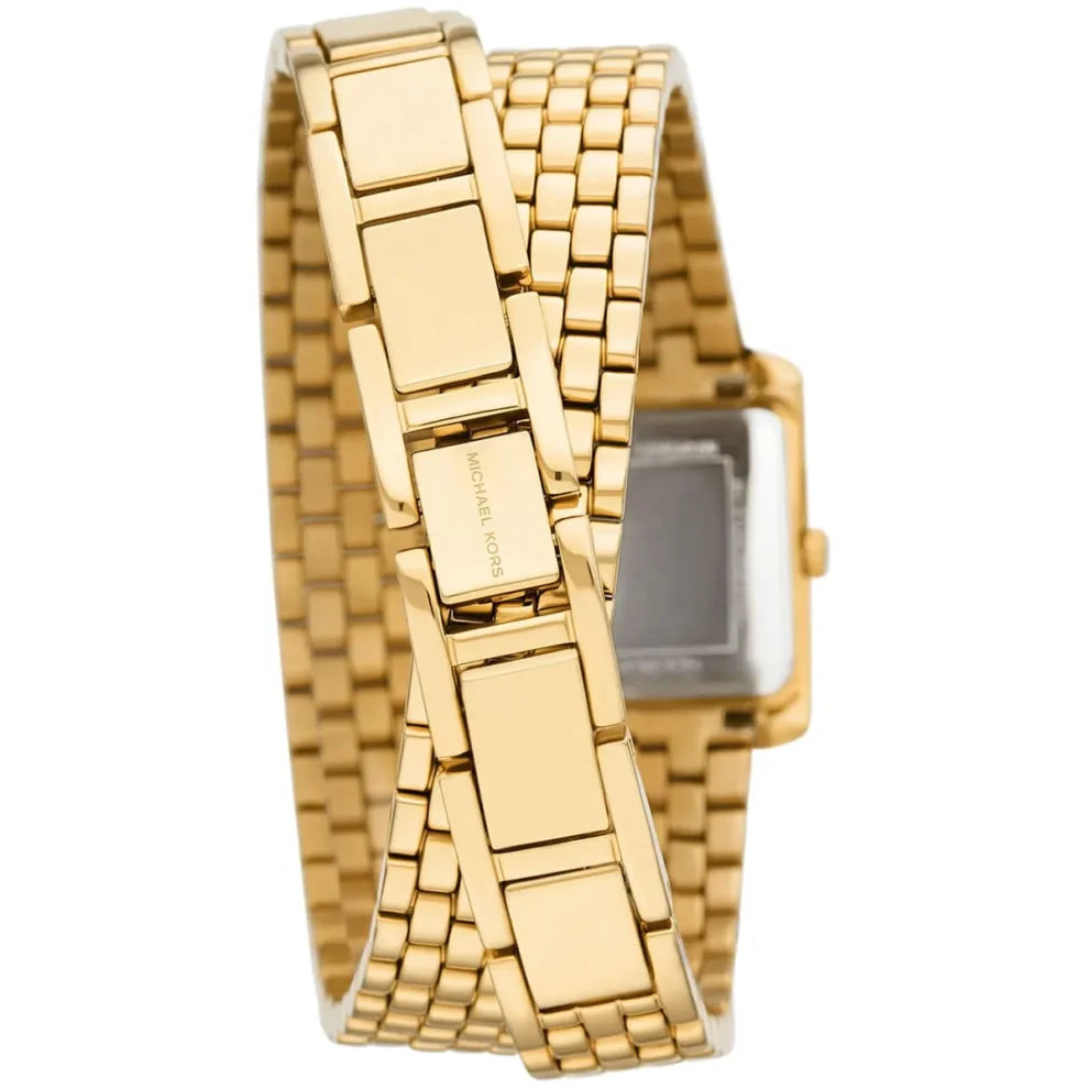 Michael Kors Emery MK4833 Women’s Watch – Gold Stainless Steel Strap & White Dial | 22mm Square Elegant Quartz Watch