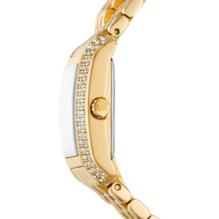 Michael Kors Emery MK4833 Women’s Watch – Gold Stainless Steel Strap & White Dial | 22mm Square Elegant Quartz Watch