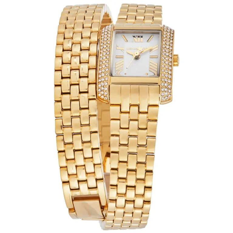Michael Kors Emery MK4833 Women’s Watch – Gold Stainless Steel Strap & White Dial | 22mm Square Elegant Quartz Watch