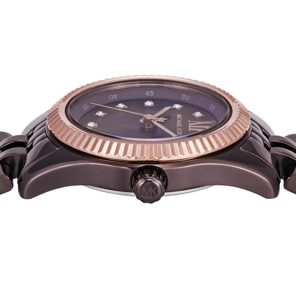 Lexington Analog Quartz Watch for Women, 26 mm Case Diameter, Rose Gold/Brown MK4844