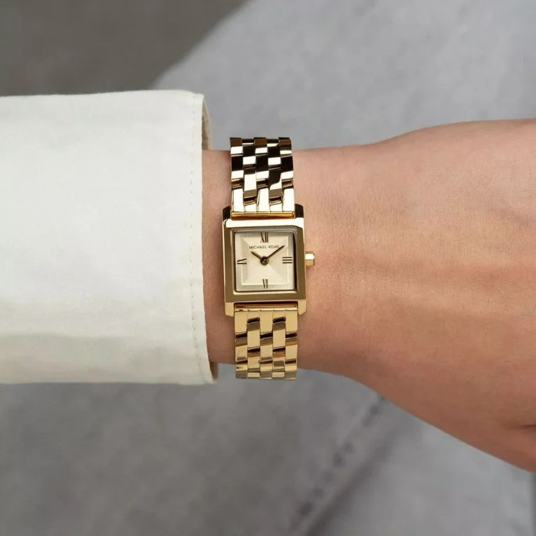 Michael Kors Georgie MK4931 Women's Watch – Gold Square Dial Stainless Steel Watch for Women, Quartz Movement