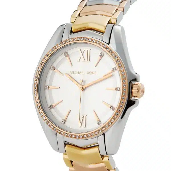 Michael Kors MK6686 Whitney Women's Watch – Tri-Tone Stainless Steel Analog Watch for Women, White Dial, Quartz Movement, 50M Water Resistant
