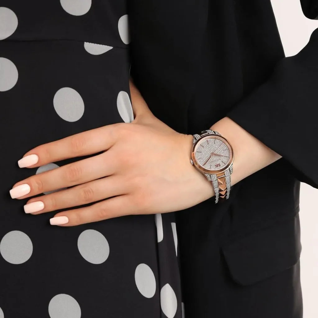 Michael Kors Runway Mercer Women’s Watch MK6716 – Silver & Rose Gold Stainless Steel with Silver Dial