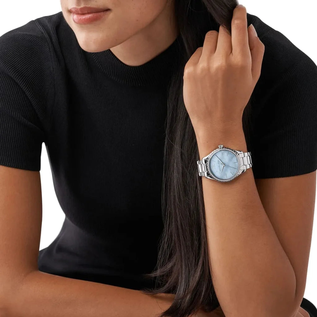 Michael Kors Layton MK6847 Women’s Watch – Blue Dial, Silver Stainless Steel Bracelet, 38mm, Quartz Movement, 50M Water Resistant