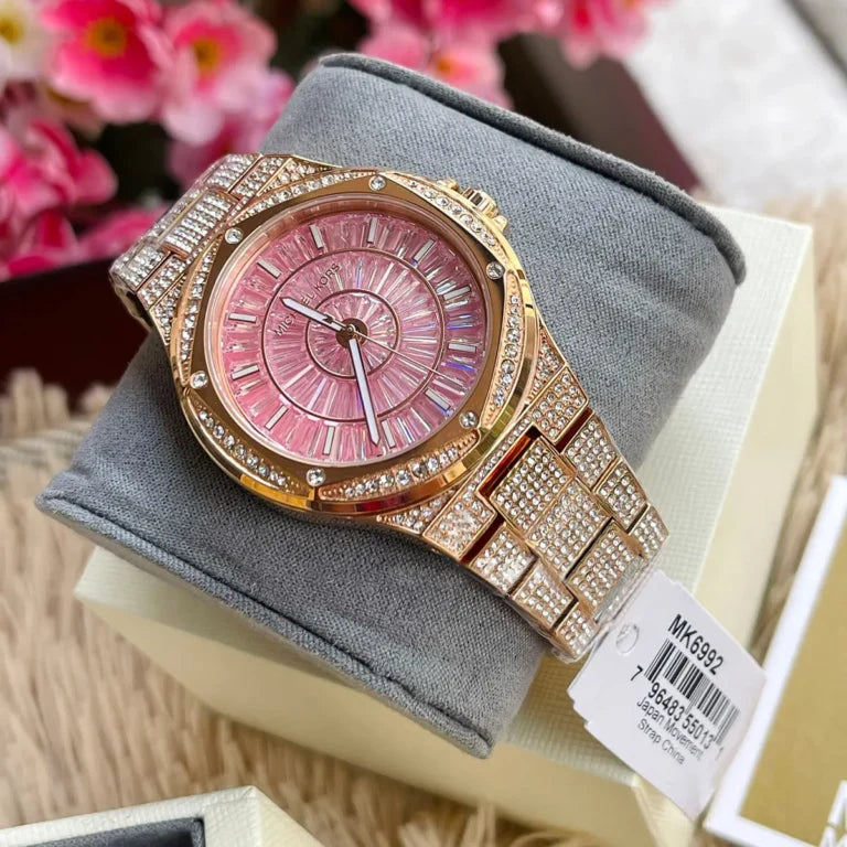 Michael Kors Camille MK6992 Women’s Watch – Pink Dial, Rose Gold Stainless Steel Bracelet, Quartz, 41mm, 50M Water Resistant