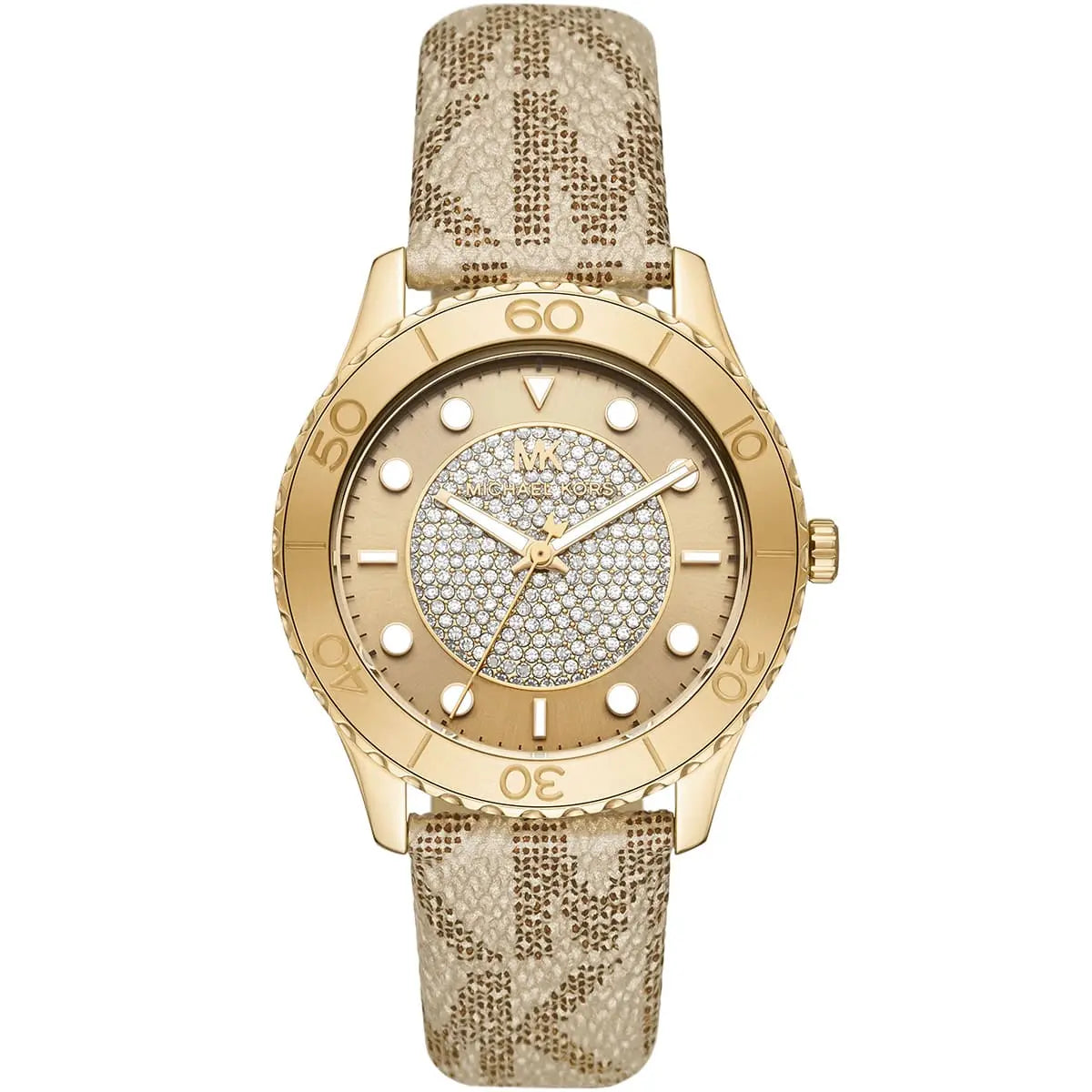 Michael Kors Women's Runway Gold Dial Brown Strap Watch MK6999