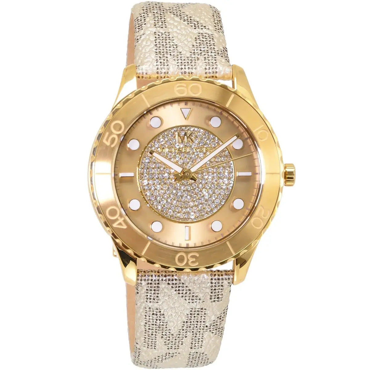 Michael Kors Women's Runway Gold Dial Brown Strap Watch MK6999