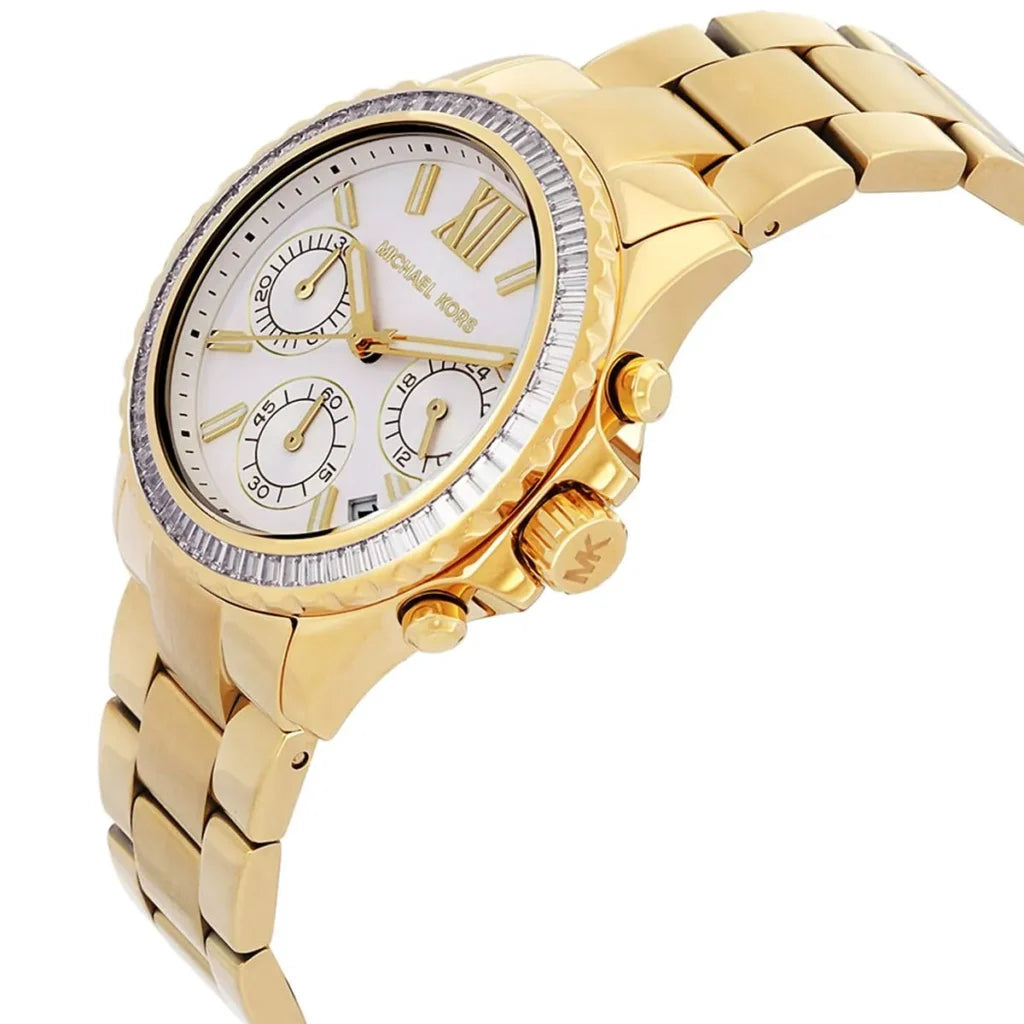 Michael Kors Everest MK7212 Women’s Quartz Watch – White Dial Gold Stainless Steel Bracelet