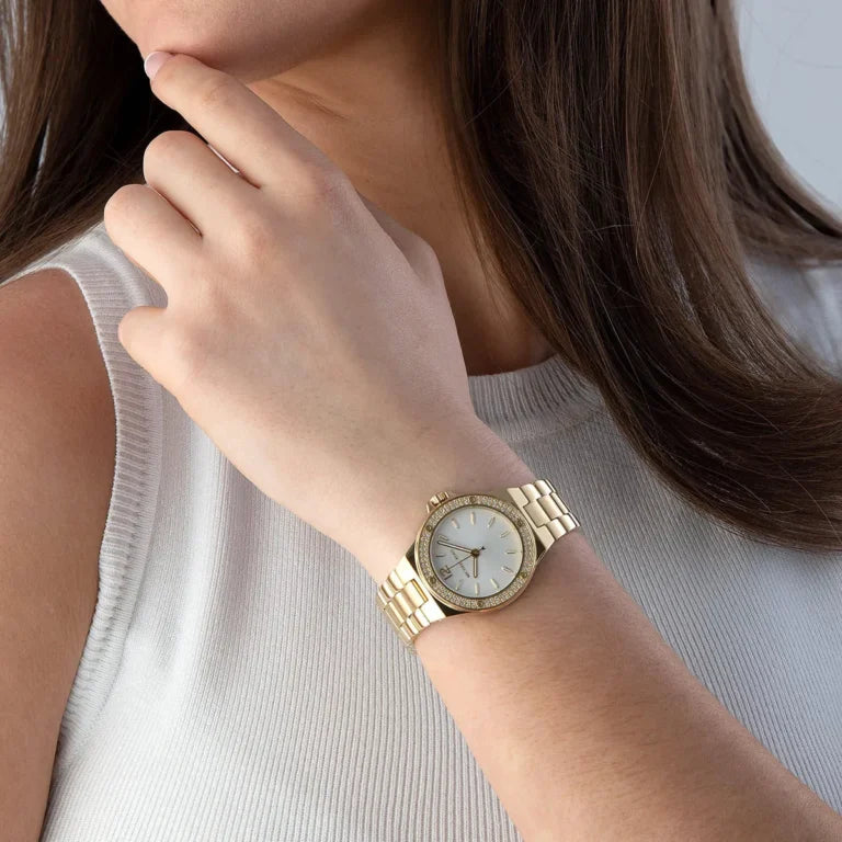 Michael Kors Lennox Women’s Watch MK7278 – White Dial with Gold Stainless Steel Bracelet