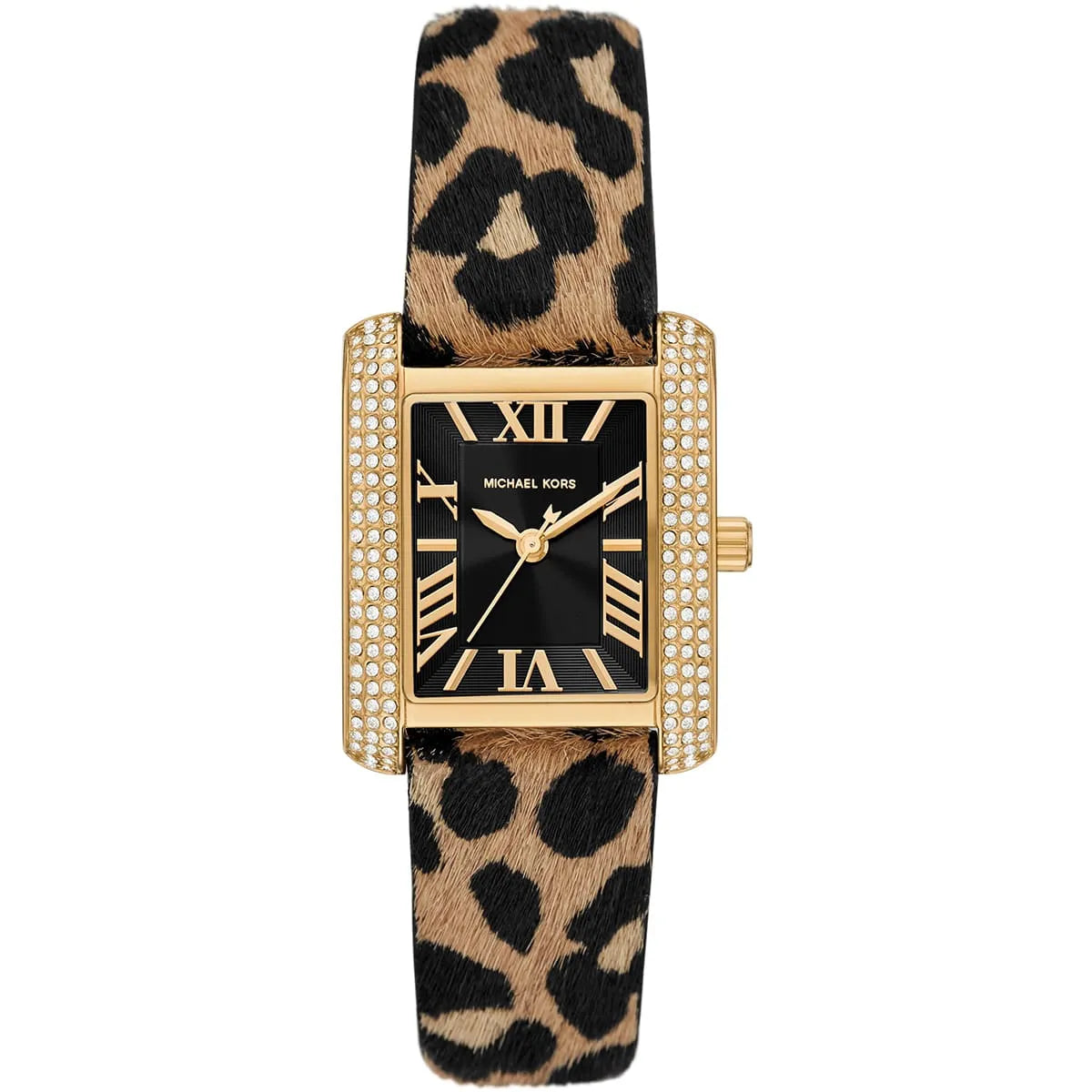 Michael Kors Women's Emery Black Dial Brown Genuine Leather Watch MK7387