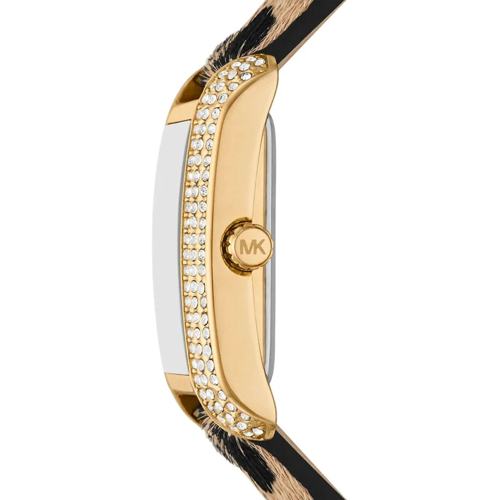 Michael Kors Women's Emery Black Dial Brown Genuine Leather Watch MK7387