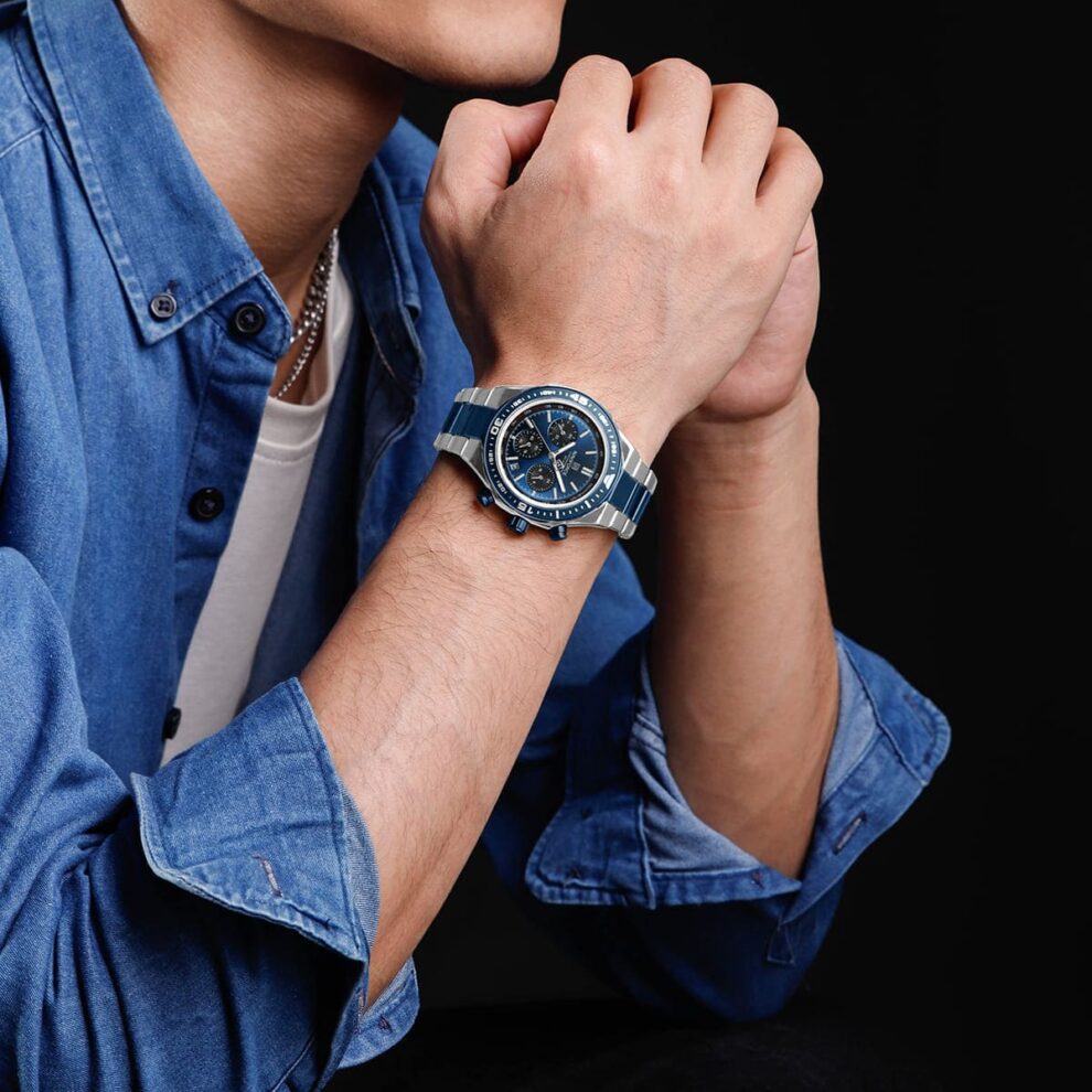 NAVIFORCE Men’s Watch NF8049-S-BE-S – Blue Dial Stainless Steel Sport Elegance