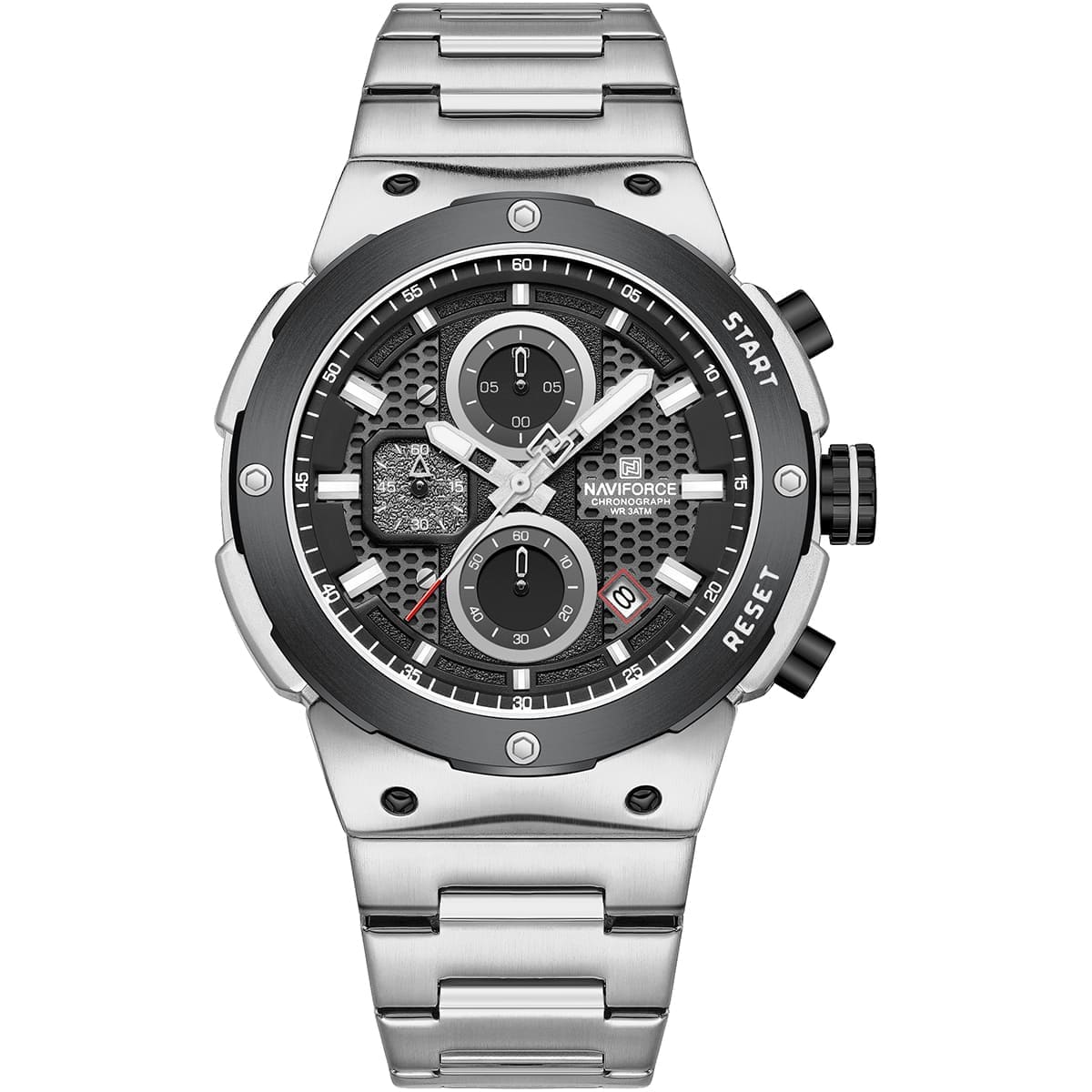 Naviforce NF8072-S-B-S Men’s Analog Round Watch with Black Dial & Stopwatch
