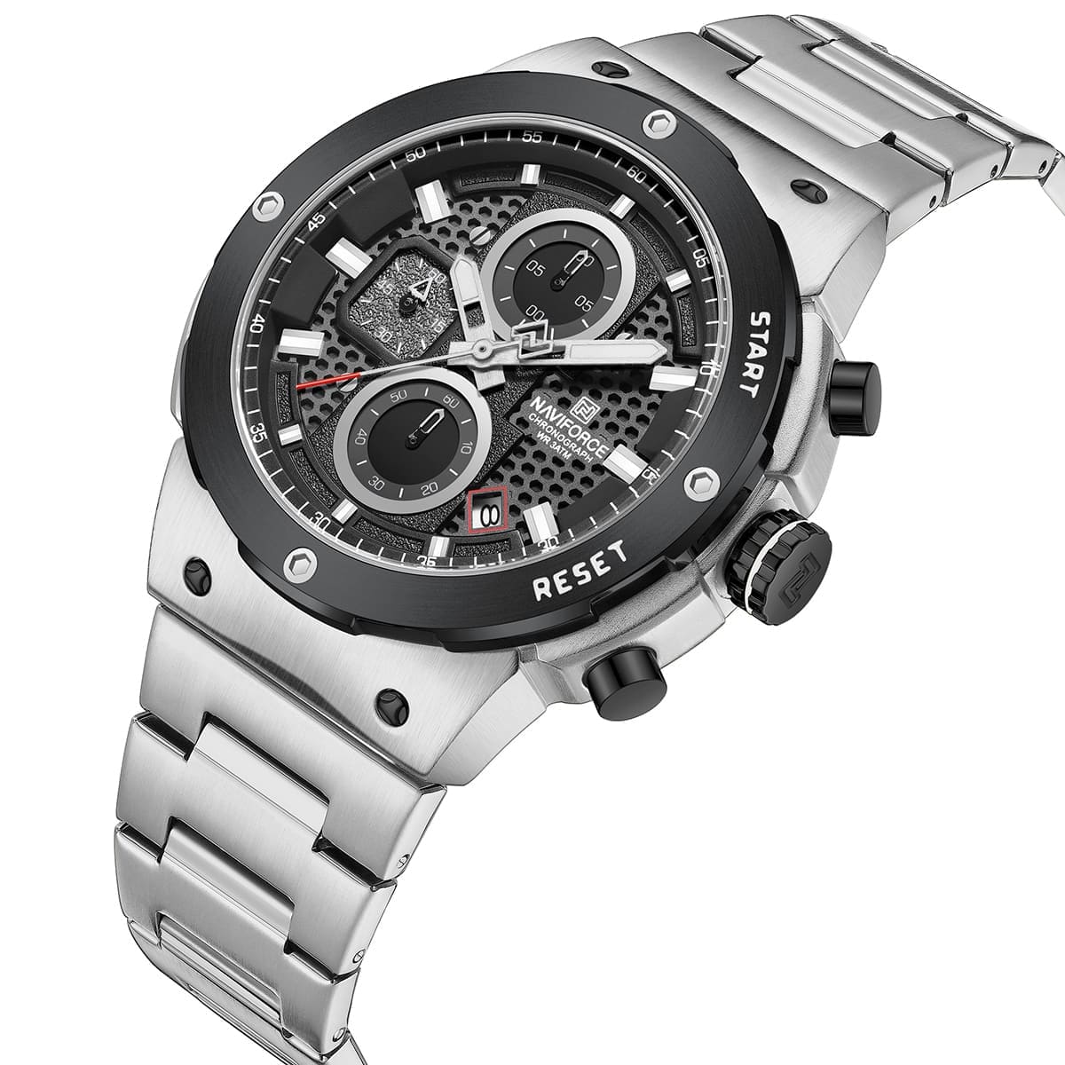 Naviforce NF8072-S-B-S Men’s Analog Round Watch with Black Dial & Stopwatch