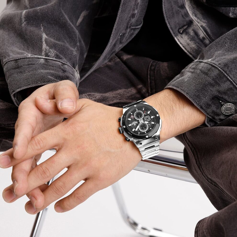 Naviforce NF8072-S-B-S Men’s Analog Round Watch with Black Dial & Stopwatch