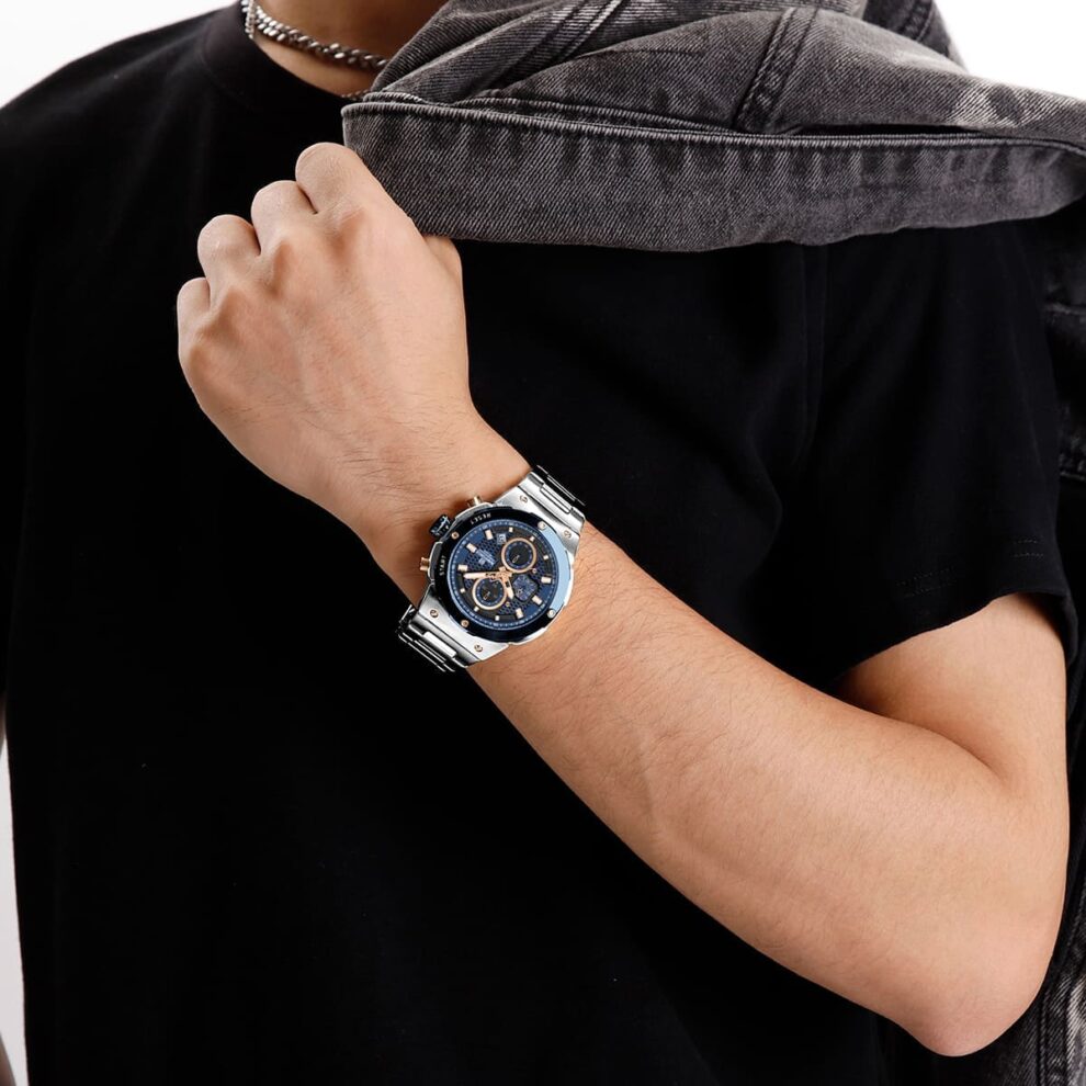 Naviforce NF8072-S-BE-S Men’s Analog Round Watch with Blue Dial & Stopwatch
