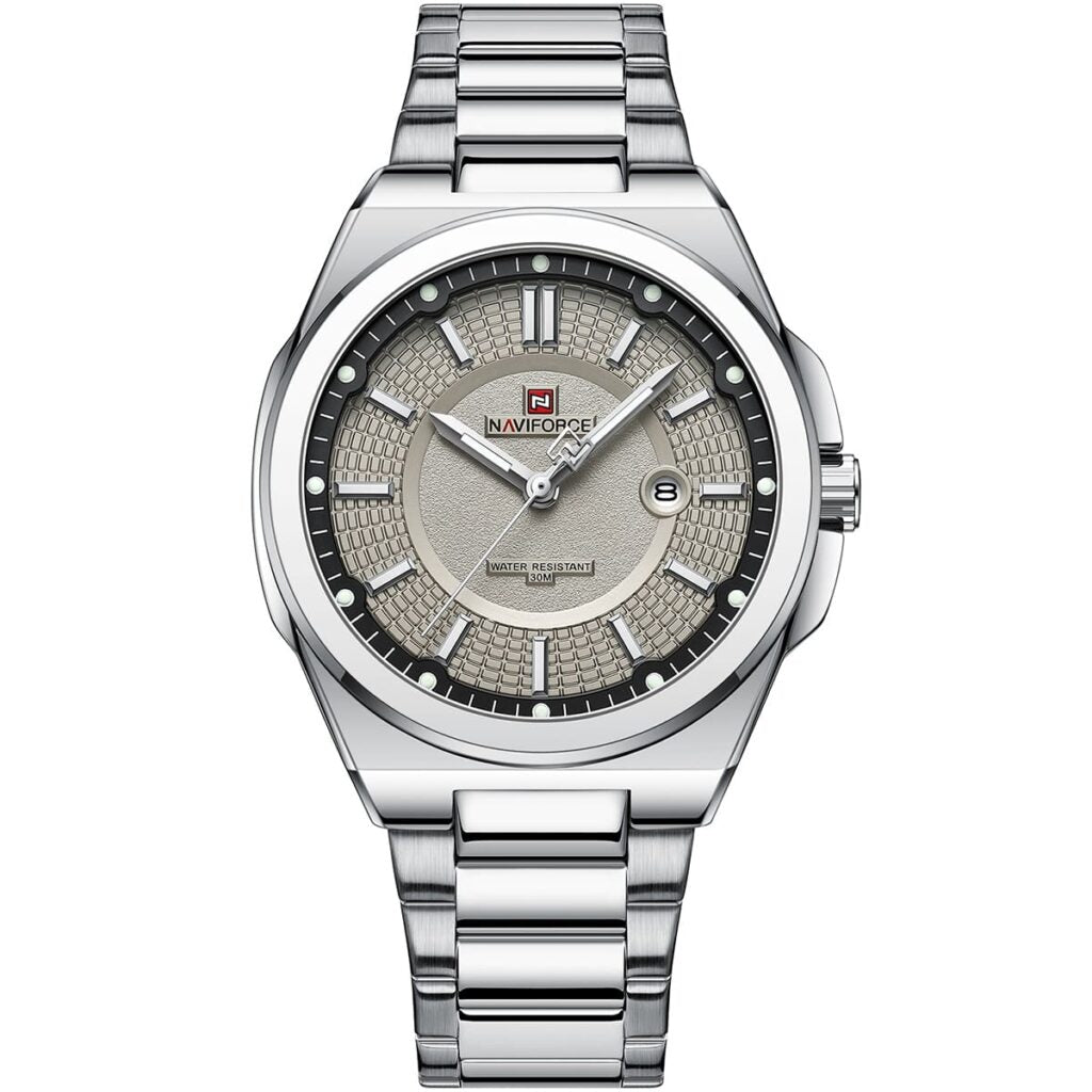 Naviforce NF9212-S-GY Men's Watch – Stylish Gray Dial Stainless Steel Analog Watch