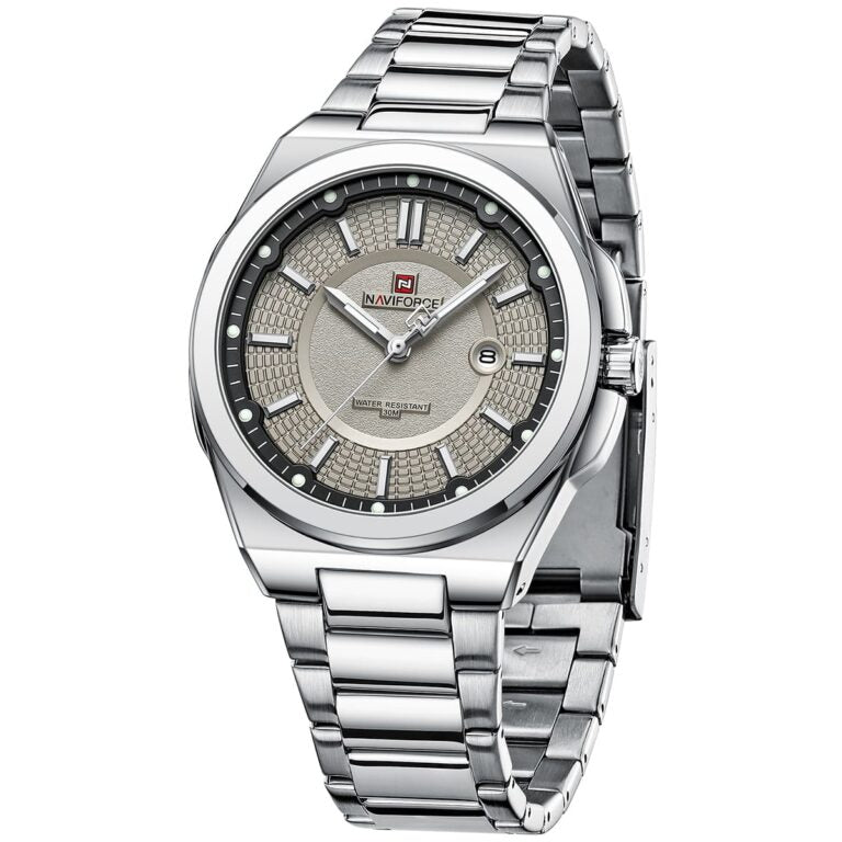 Naviforce NF9212-S-GY Men's Watch – Stylish Gray Dial Stainless Steel Analog Watch
