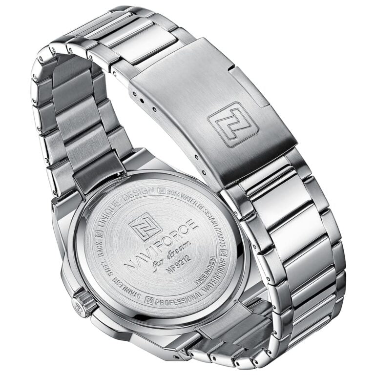 Naviforce NF9212-S-GY Men's Watch – Stylish Gray Dial Stainless Steel Analog Watch