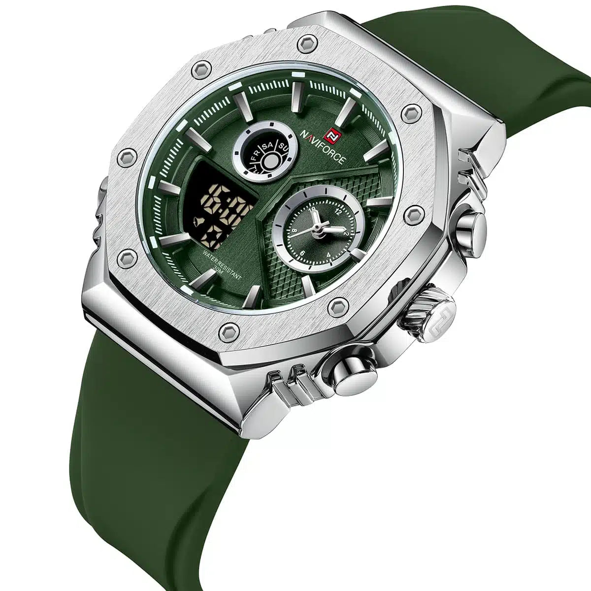 Naviforce NF9216T-S-GN-GN Men’s Analog & Digital Sport Watch – Green Dial Rubber Strap