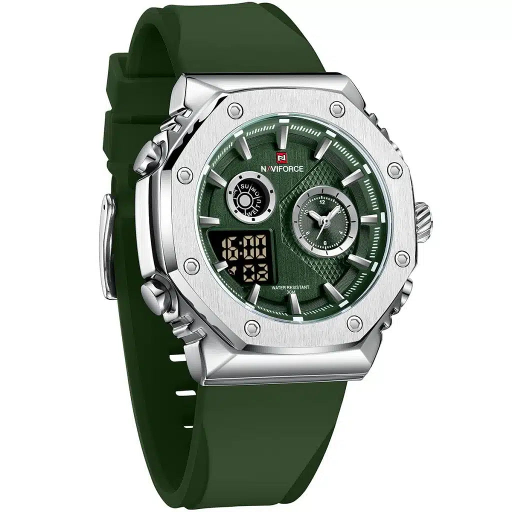 Naviforce NF9216T-S-GN-GN Men’s Analog & Digital Sport Watch – Green Dial Rubber Strap