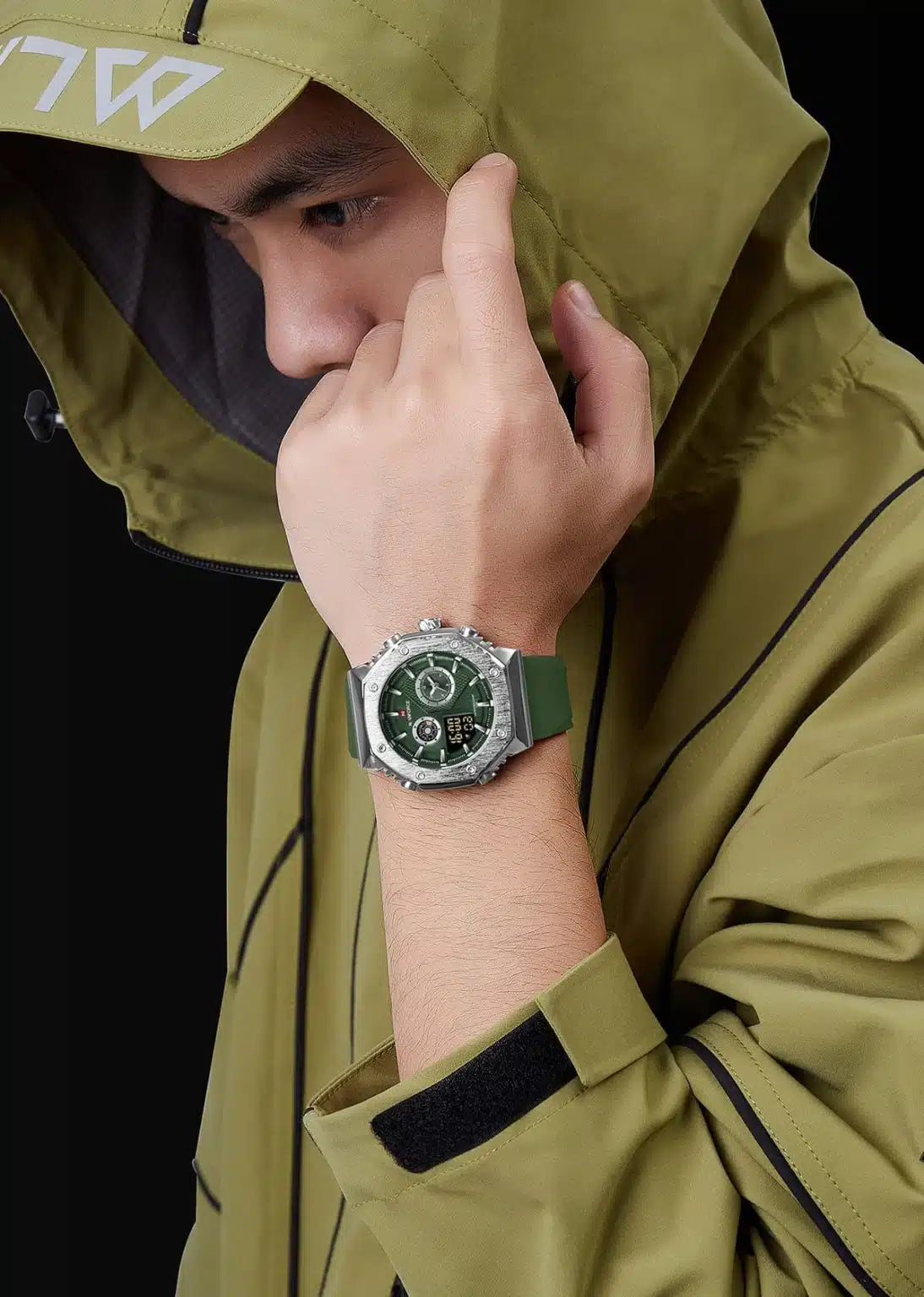 Naviforce NF9216T-S-GN-GN Men’s Analog & Digital Sport Watch – Green Dial Rubber Strap