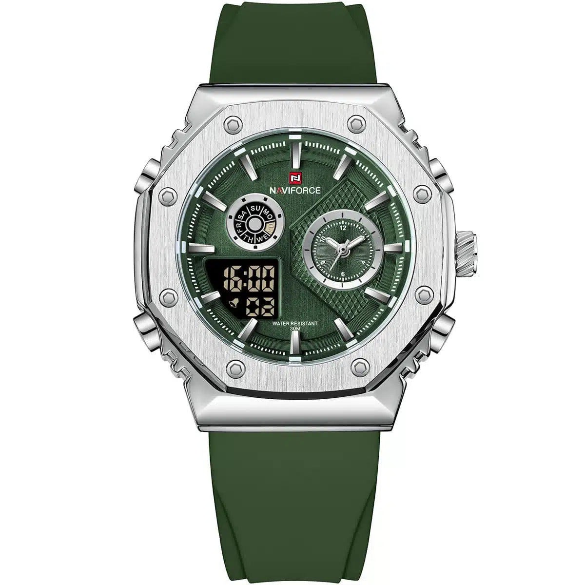 Naviforce NF9216T-S-GN-GN Men’s Analog & Digital Sport Watch – Green Dial Rubber Strap