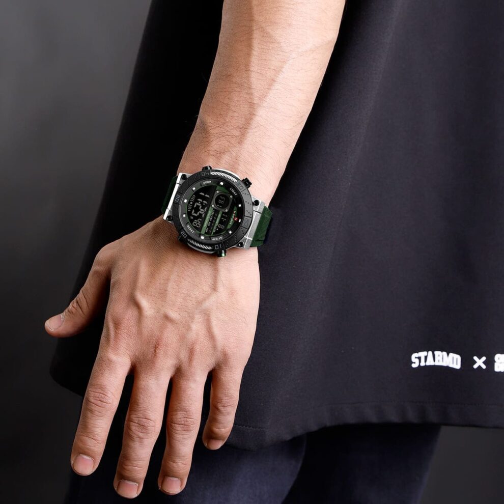 Naviforce NF9241T-S-GN-GN Men’s Digital Round Watch with Stopwatch & Monthly/Weekly Date