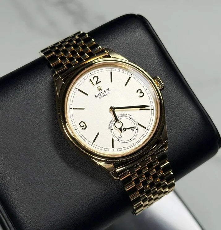 Rolex 1908 Men's Gold-Tone Watch with White Dial – Design -RLX1908-02