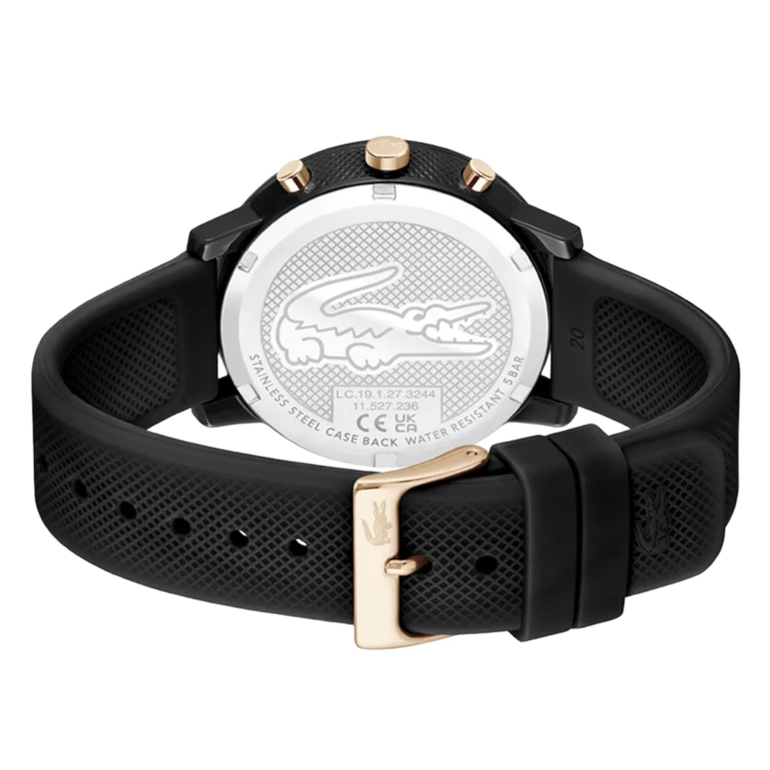 Lacoste 12.12 Chrono Men's Analog Watch with Black Silicone Rubber Strap – 2011247