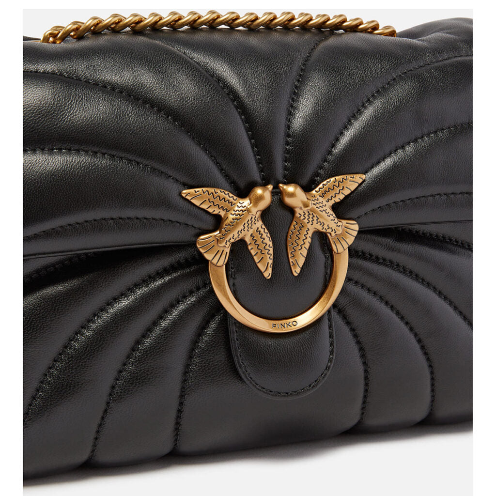 PINKO Women's Black Leather Shoulder & Crossbody Bag – Envelope Flap Design #06