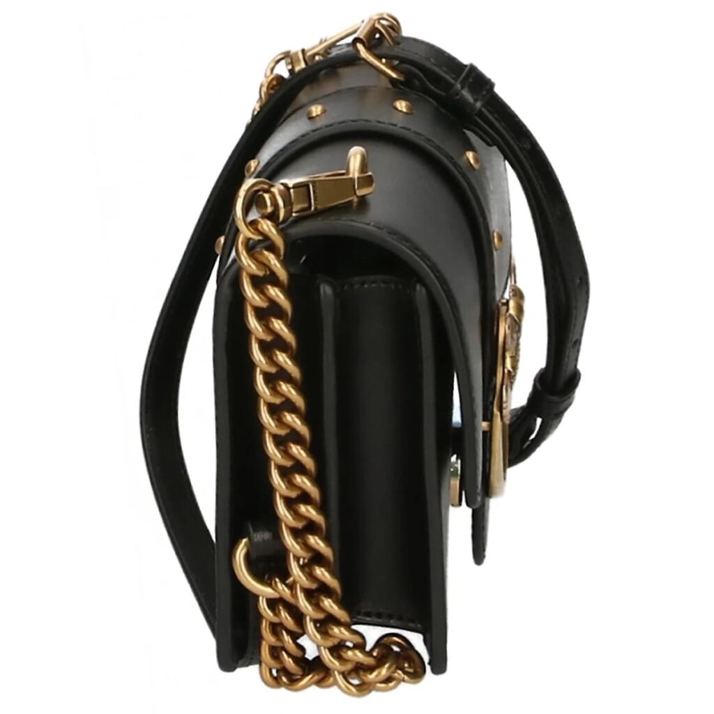 Pinko Women's Leather Shoulder & Crossbody Bag – Black Flap Design with Adjustable Strap#01
