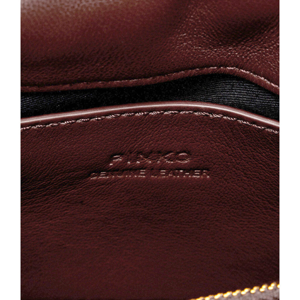 Pinko Women's Leather Shoulder & Crossbody Bag – Burgundy with Elegant Flap Design#03