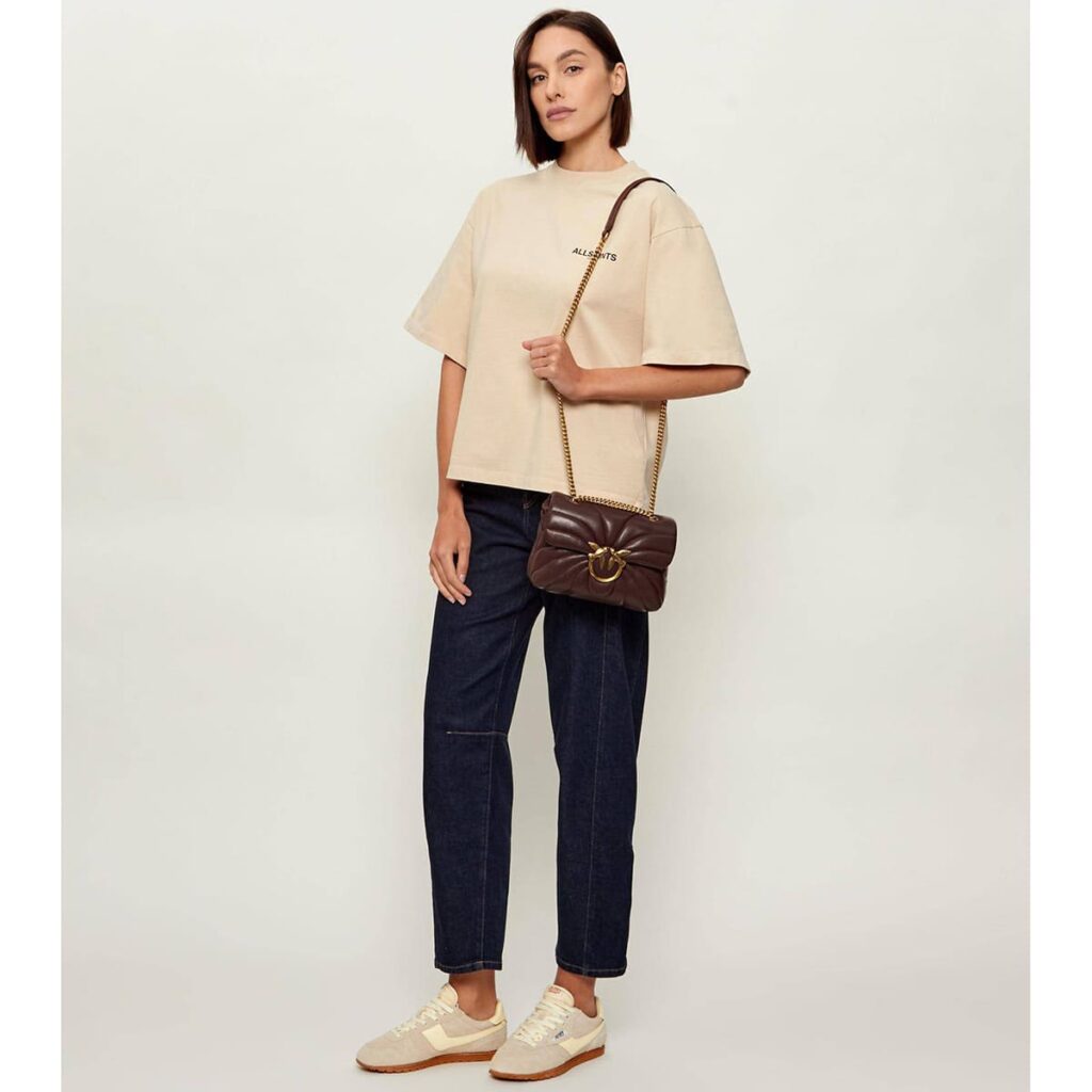 Pinko Women's Leather Shoulder & Crossbody Bag – Burgundy with Elegant Flap Design#03