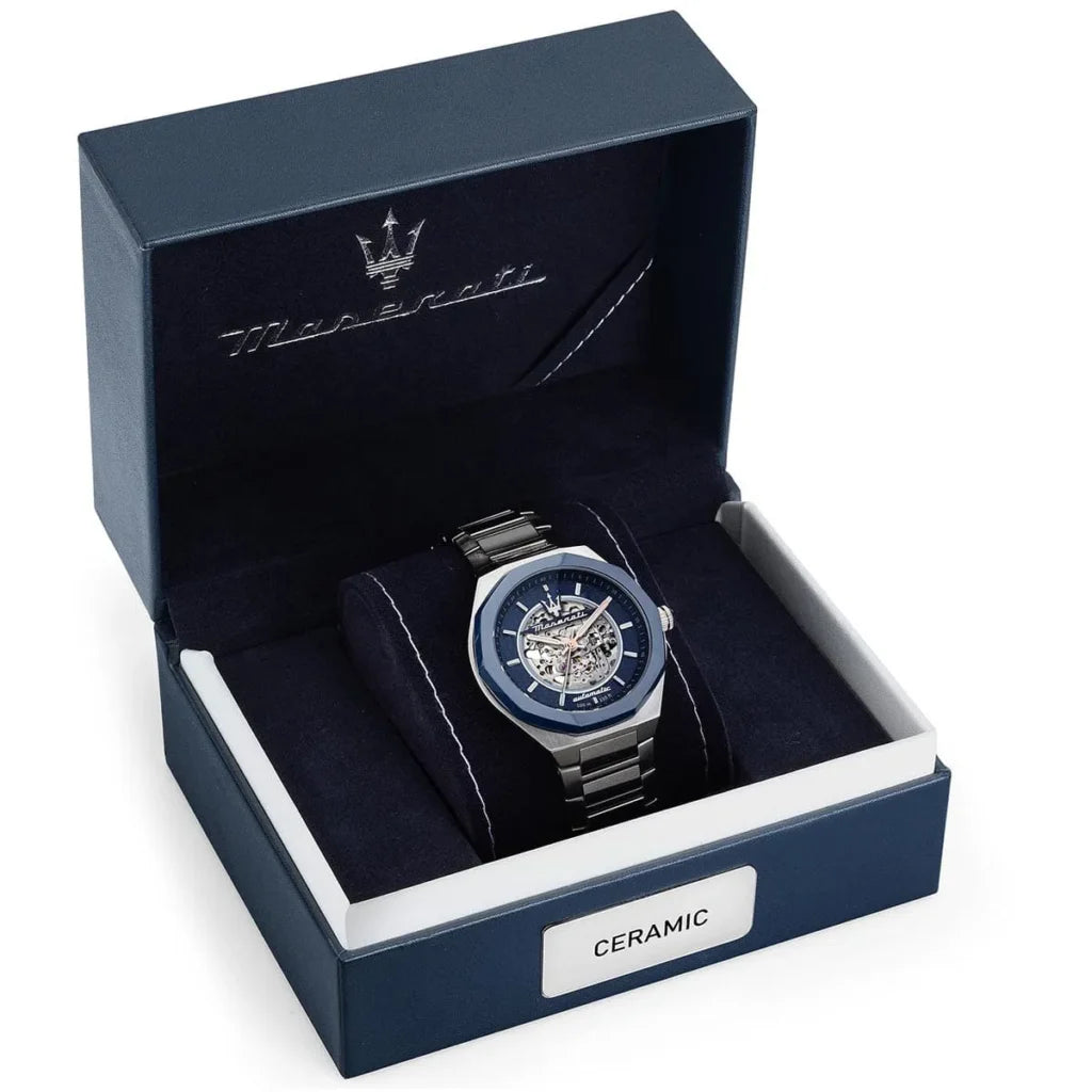 Maserati R8823142004 Men’s Watch – Stile Automatic Blue Dial Stainless Steel Silver Watch