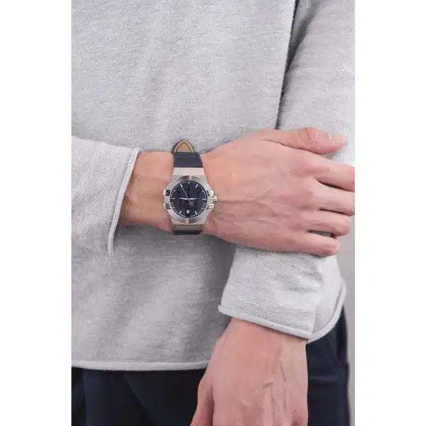 Maserati Potenza Men’s Watch R8851108015 – Blue Dial, Blue Leather Strap, 42mm Quartz Analog