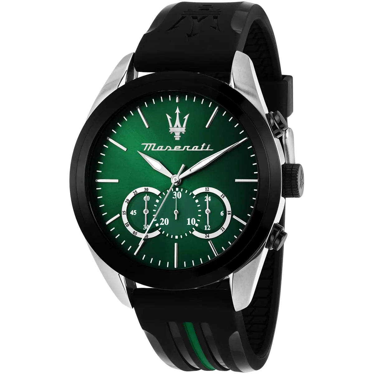 Maserati R8871612043 Men’s Watch – Traguardo Green Dial Sport Watch with Black Rubber Strap