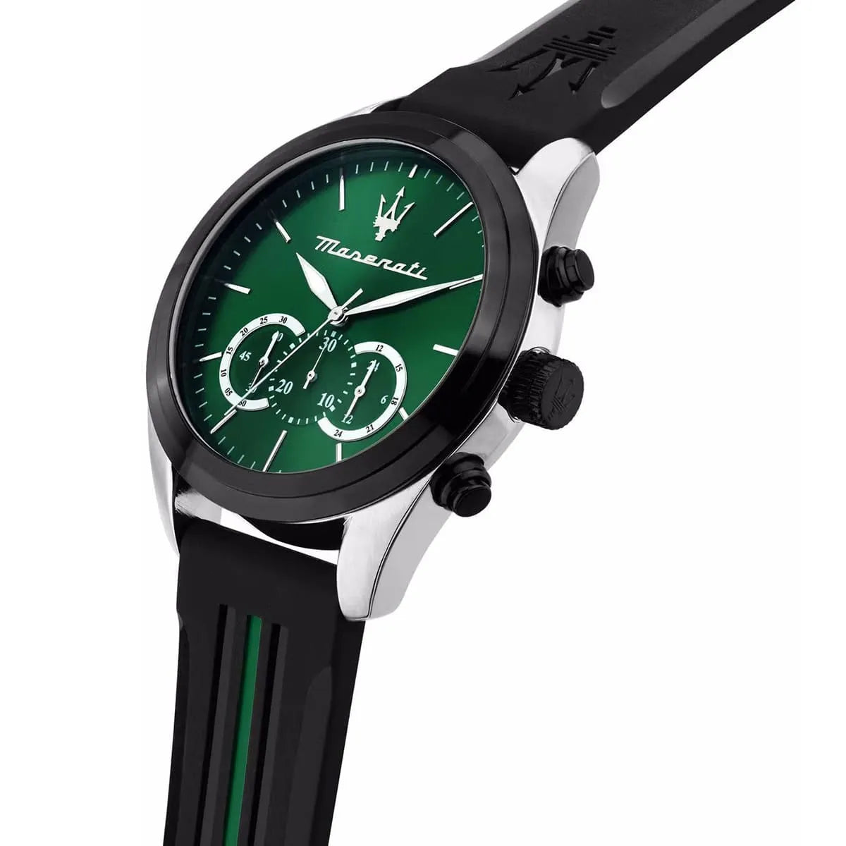 Maserati R8871612043 Men’s Watch – Traguardo Green Dial Sport Watch with Black Rubber Strap