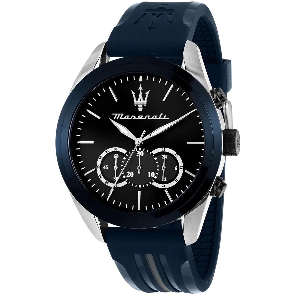 Maserati R8871612046 Men’s Watch – Traguardo Black Dial Sport Watch with Blue Silicone Strap