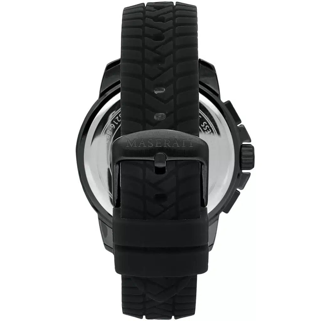 Maserati R8871621010 Successo Watch – White Dial, Black Rubber Strap, 100M Water Resistant (44mm)