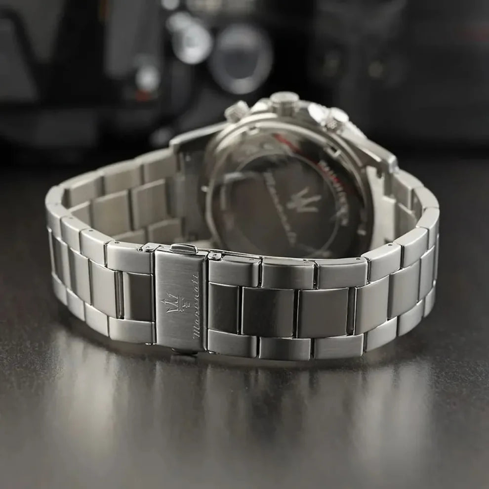 Maserati Competizione Men's Watch R8873600008, Silver Stainless Steel with Green Bezel