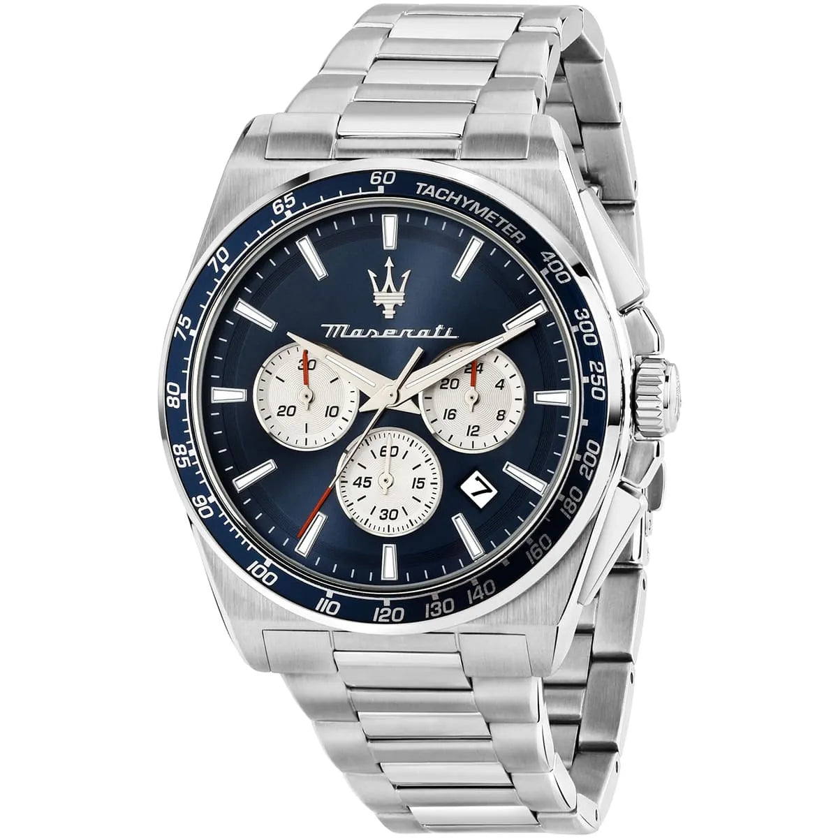 Maserati R8873652005 Velocita Watch – Blue Dial, Silver Stainless Steel Strap, 100M Water Resistant (43mm)