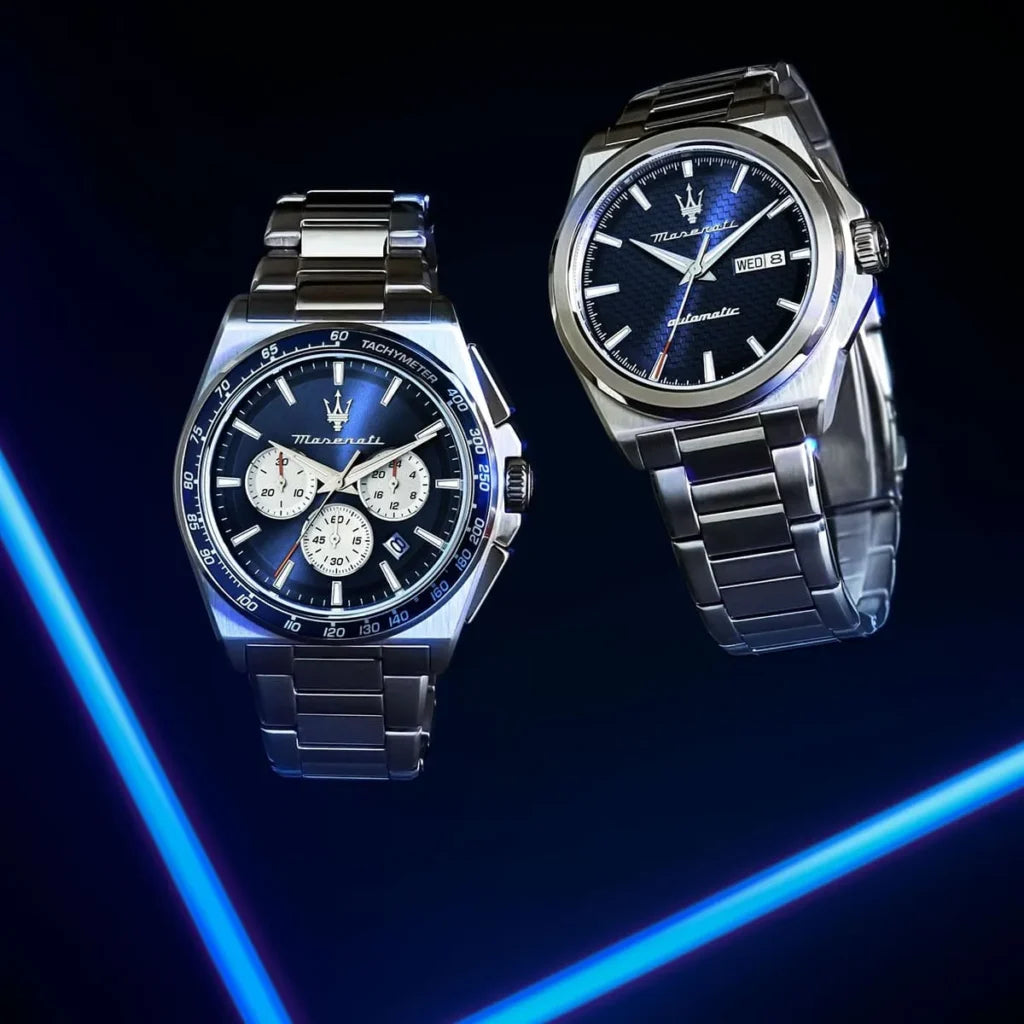 Maserati R8873652005 Velocita Watch – Blue Dial, Silver Stainless Steel Strap, 100M Water Resistant (43mm)