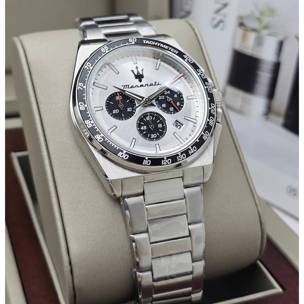 Maserati R8873652006 Velocita Watch – Silver Dial, Full Stainless Steel Bracelet, 100M Water Resistant (43mm)
