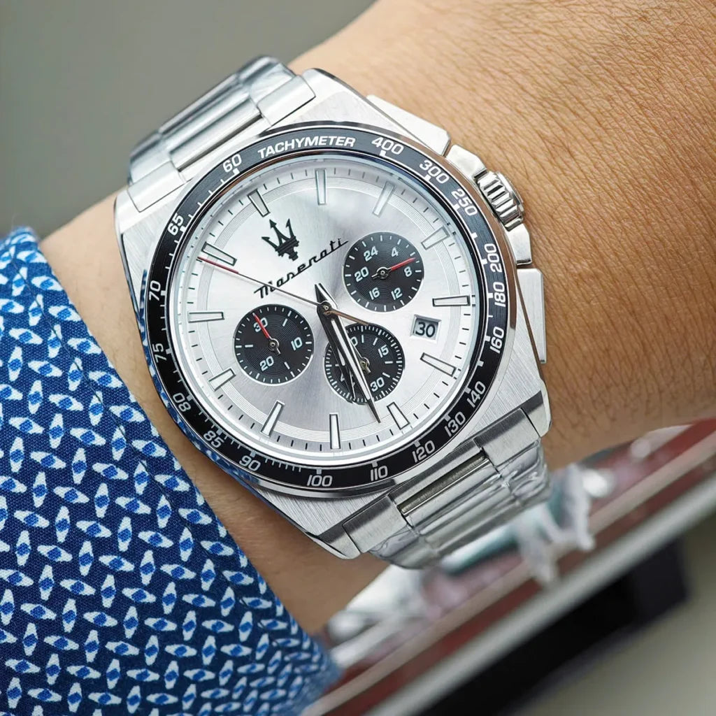 Maserati R8873652006 Velocita Watch – Silver Dial, Full Stainless Steel Bracelet, 100M Water Resistant (43mm)