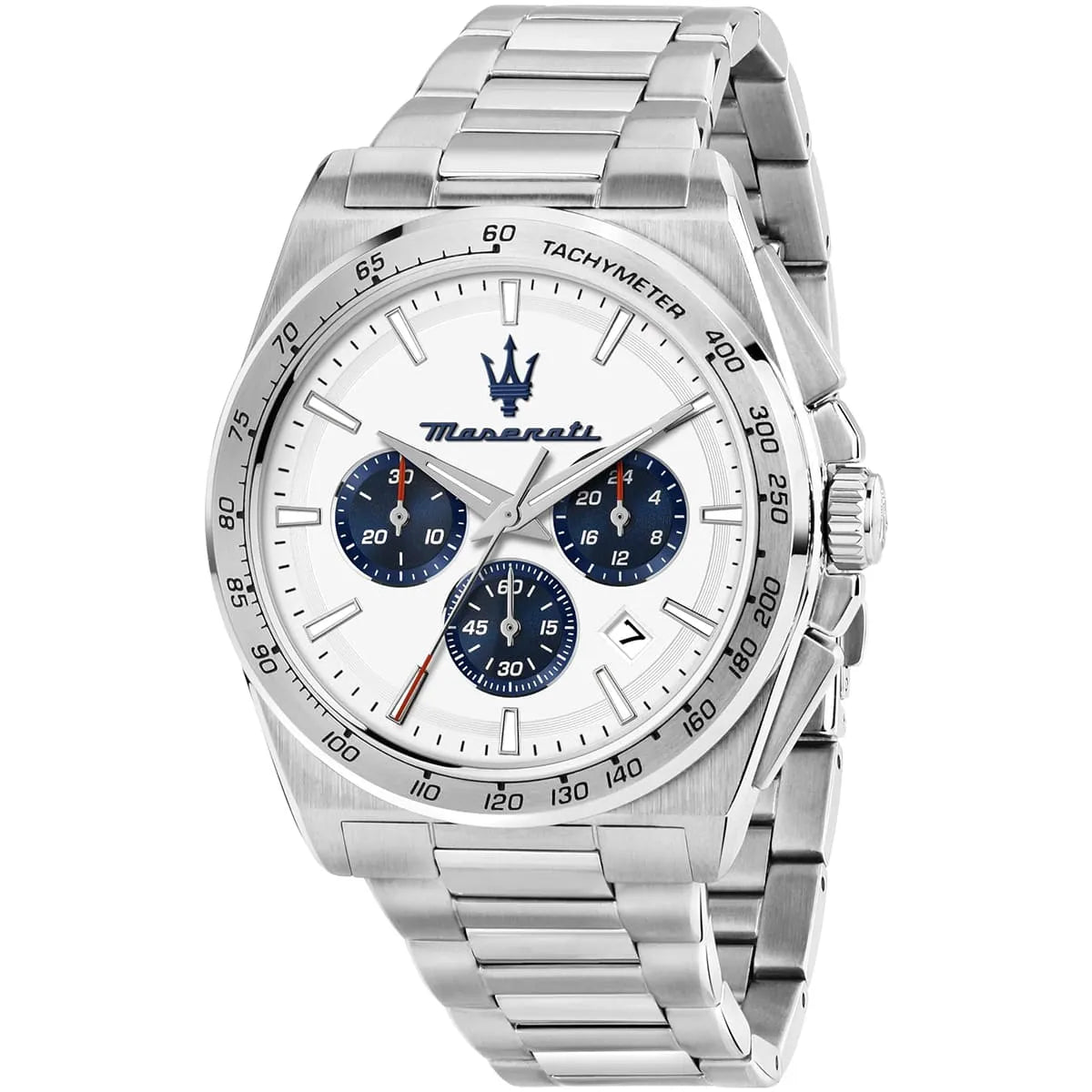 Maserati R8873652007 Velocita Watch – White Dial, Silver Stainless Steel Bracelet, 100M Water Resistant (43mm)