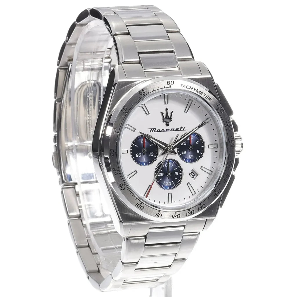 Maserati R8873652007 Velocita Watch – White Dial, Silver Stainless Steel Bracelet, 100M Water Resistant (43mm)