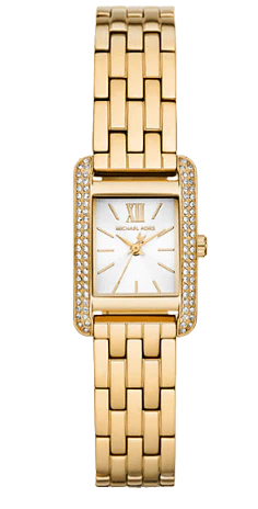 Michael Kors Monroe MKO1034 Women’s Quartz Watch – White Dial Gold Stainless Steel Bracelet with Pavé Crystals
