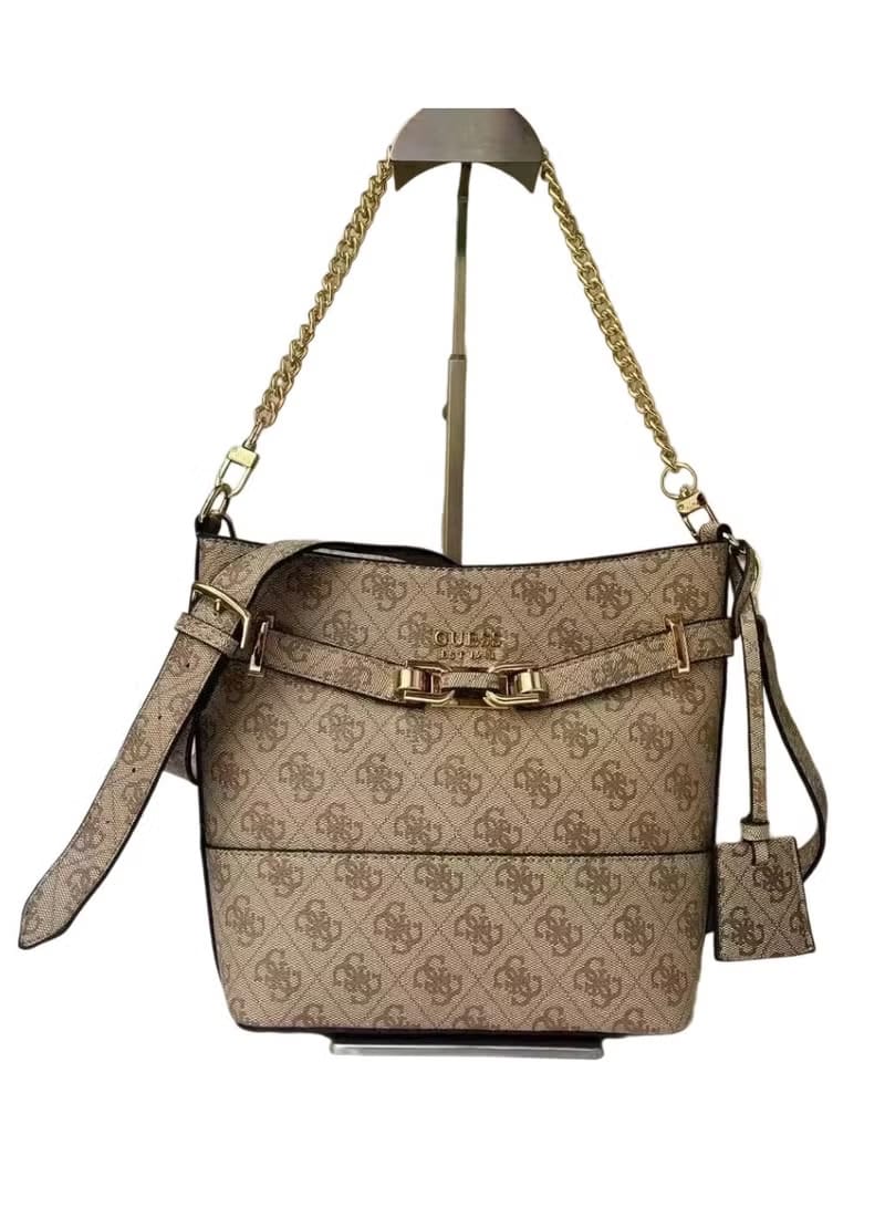 Guess Logo Print Bucket Bag – Mocha Brown #161